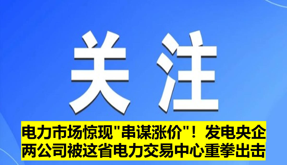 電力市場(chǎng)驚現(xiàn)"串謀漲價(jià)"！發(fā)電央企兩公司被這省電力交易中心重拳出擊?